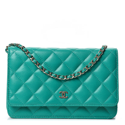Chanel Caviar Quilted Wallet On Chain WOC Turquoise 1 of 9