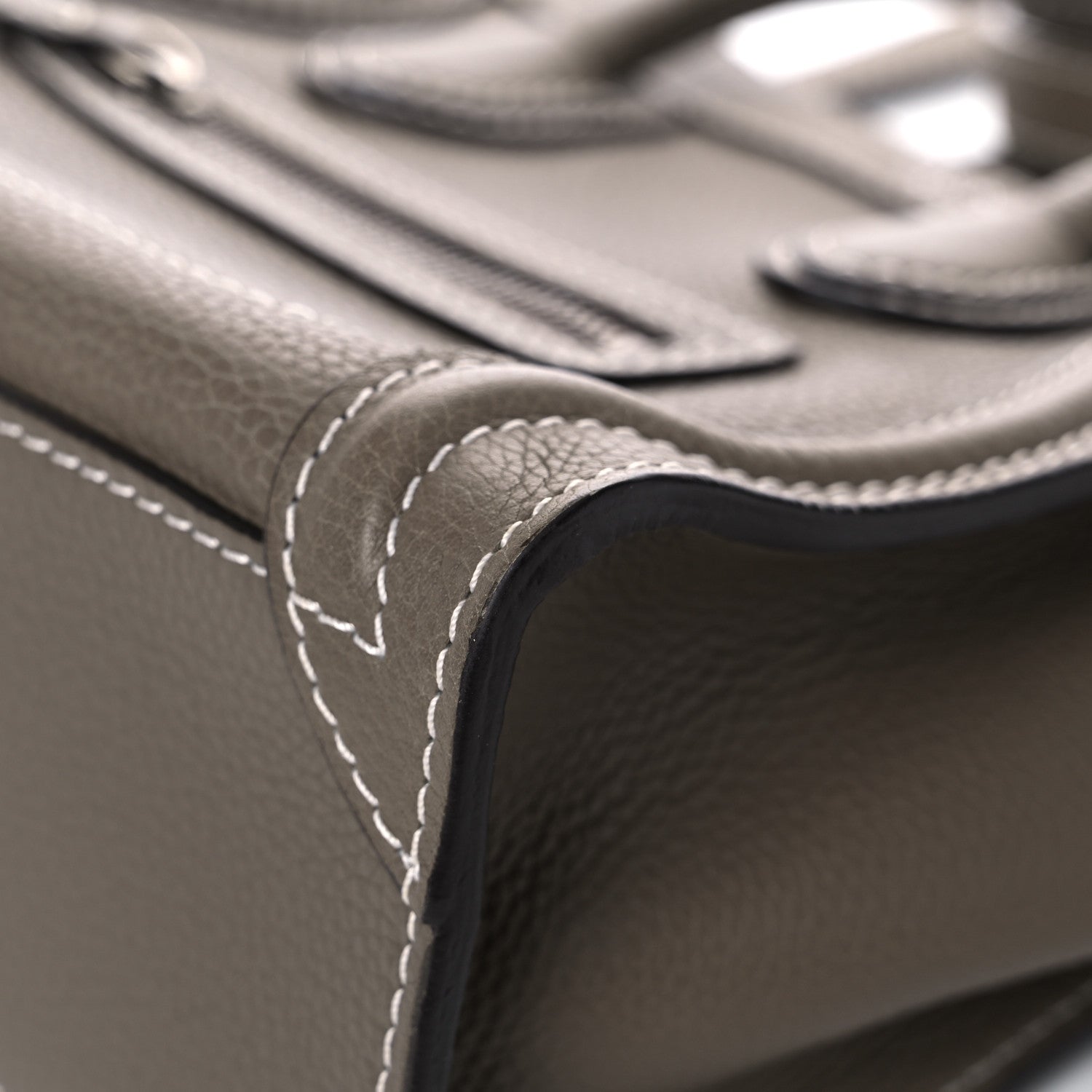 Celine Drummed Calfskin Nano Luggage Souris 9 of 17
