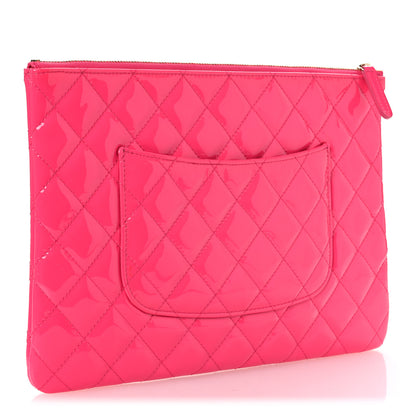 Chanel Patent Calfskin Quilted Medium Cosmetic Case Pink 3 of 7