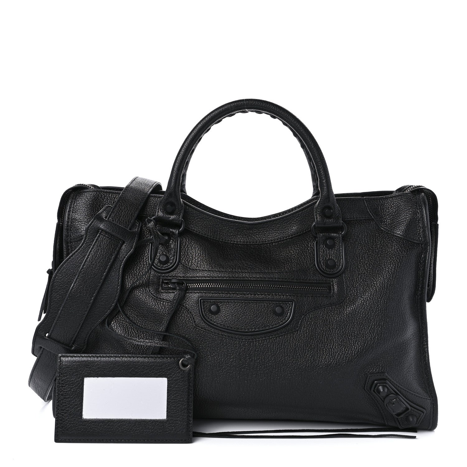 Balenciaga Shiny Grained Goatskin Black Metallic Edge City Black 1 of 9