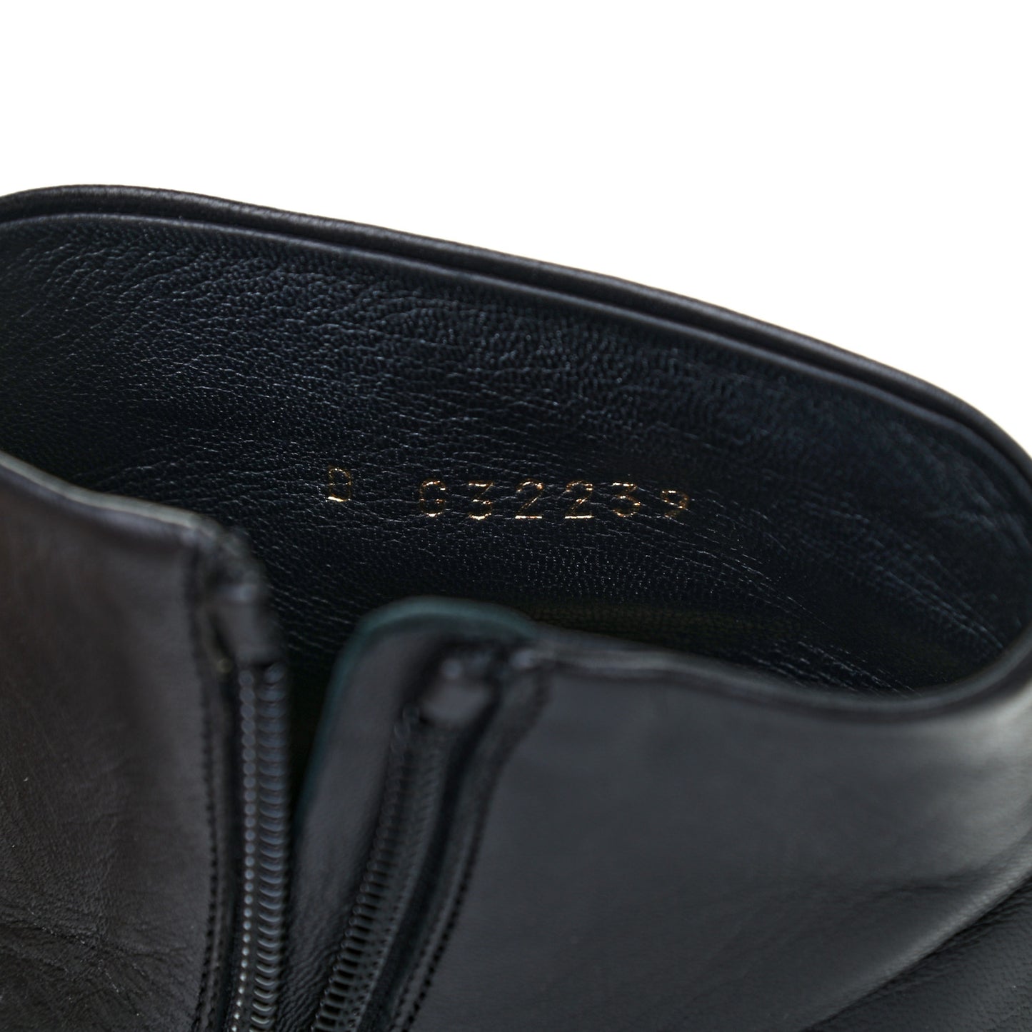 Lambskin Patent Pearl Cap Toe Short Boots 36 Black