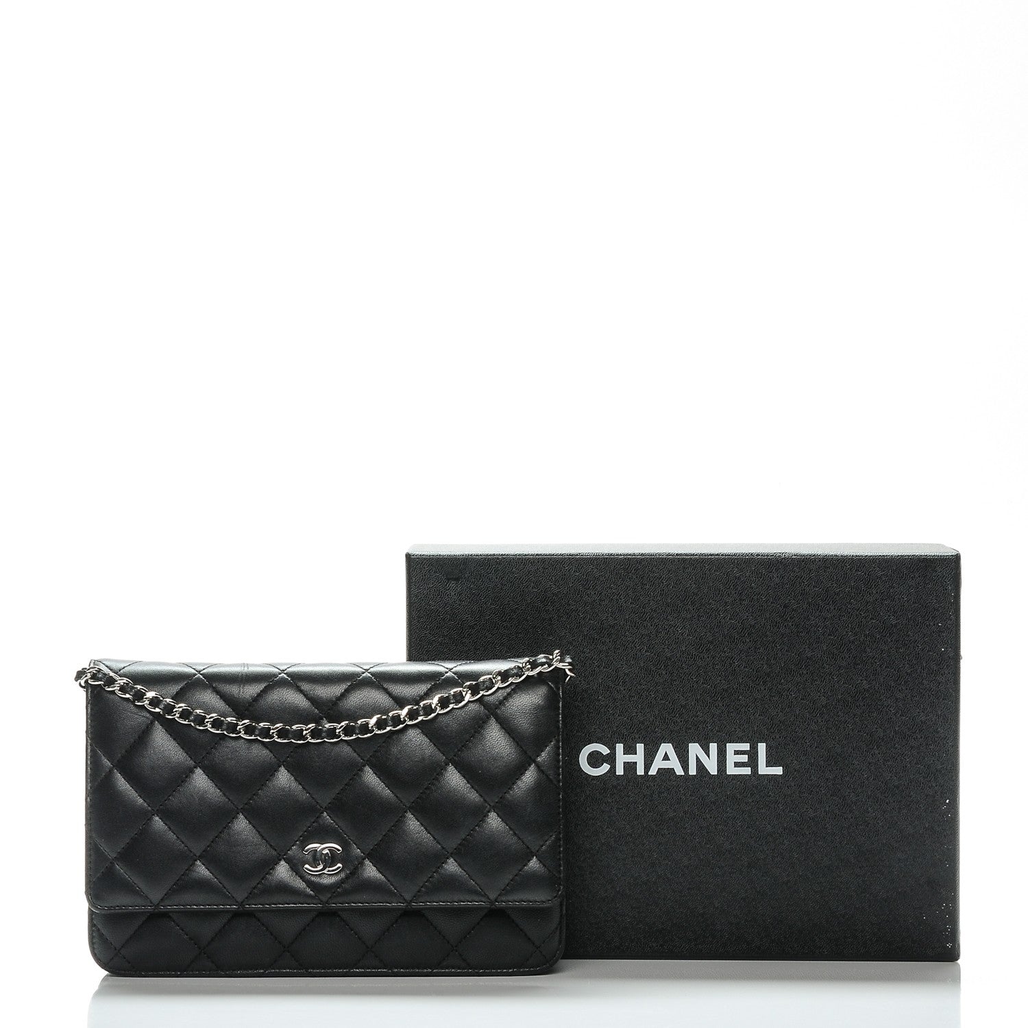 Chanel Lambskin Quilted Wallet On Chain WOC Black 9 of 9