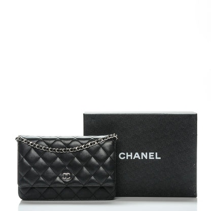 Chanel Lambskin Quilted Wallet On Chain WOC Black 9 of 9