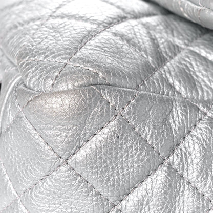 Chanel Metallic Calfskin Quilted XXL Travel Flap Bag Silver 13 of 14