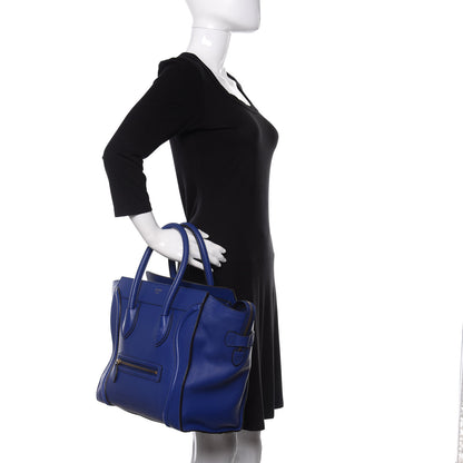 Celine Drummed Calfskin Mini Luggage Indigo 2 of 15