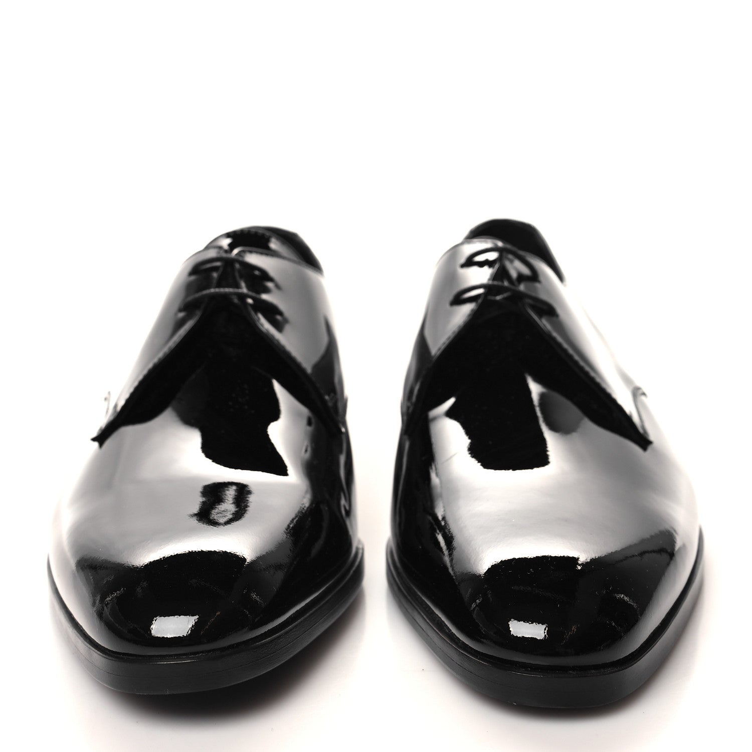 Saint Laurent Patent Lace Up Wyatt 25 Derby Shoes 41 Black 2 of 9
