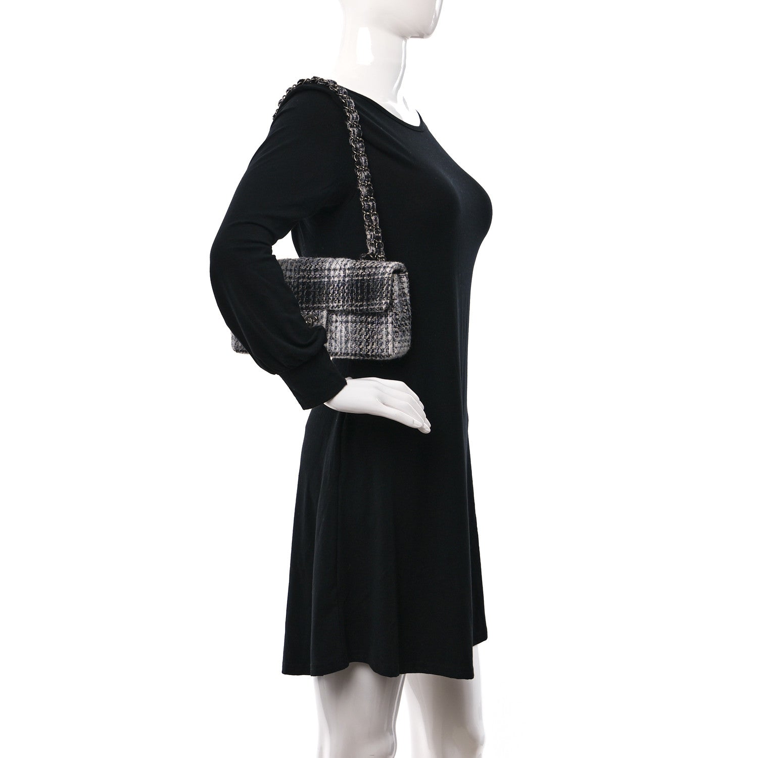 Chanel Tweed East West Flap Black White 2 of 9