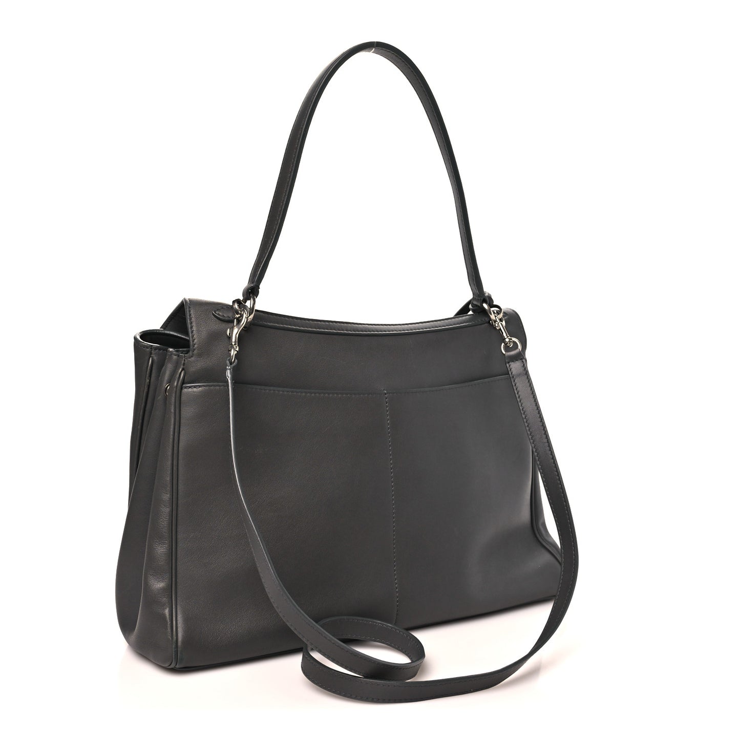 Natural Smooth Calfskin Medium Rodeo Top Handle Handbag Grey
