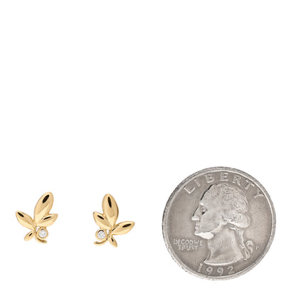 Tiffany 18K Yellow Gold Diamond Paloma Picasso Olive Leaf Earrings 2 of 5
