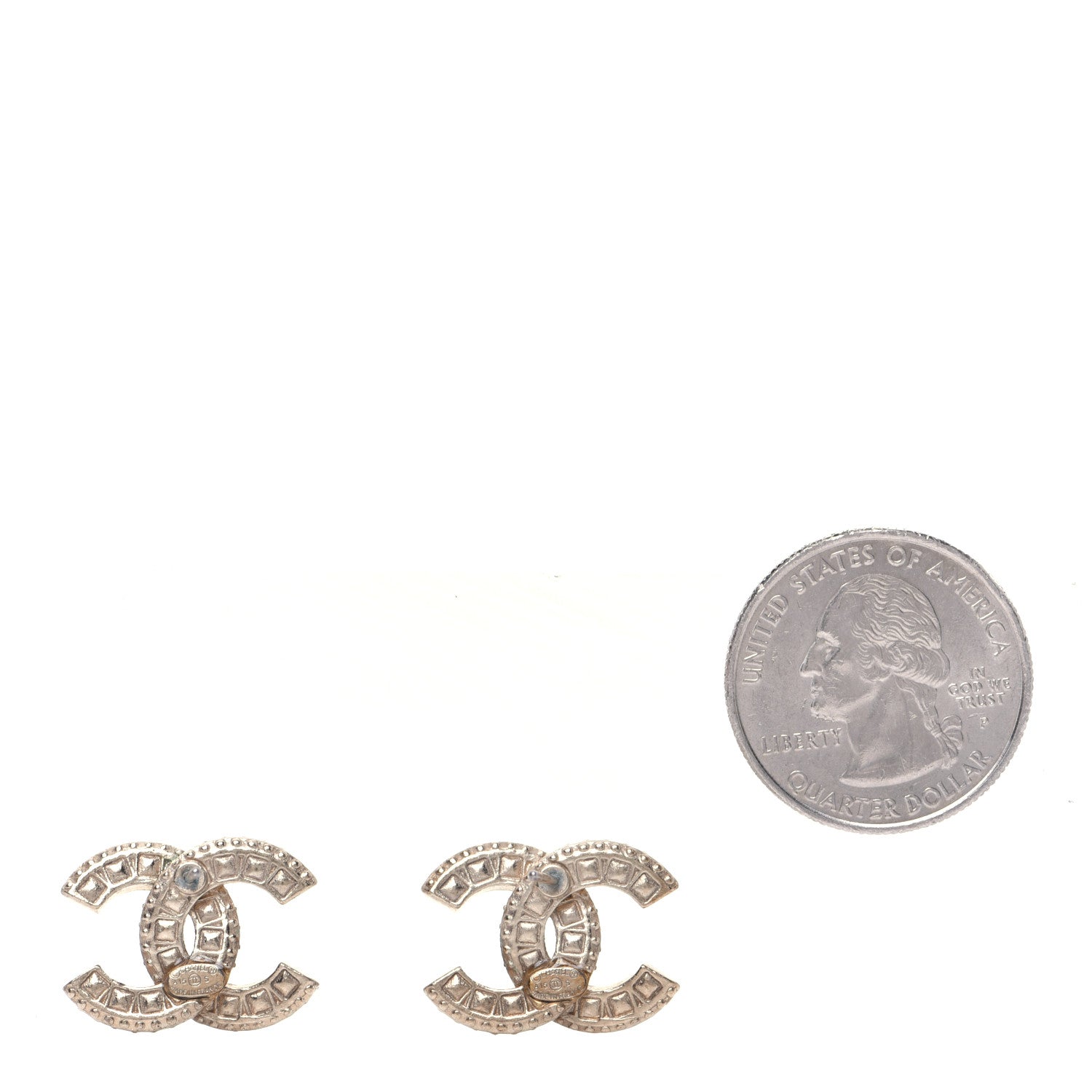 Chanel Crystal Timeless CC Earrings Light Gold 2 of 5