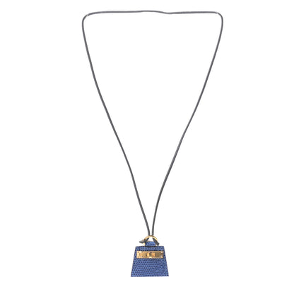 Hermes Lizard Small Monpetitkelly Pendant Necklace Bleu Saphir 3 of 4