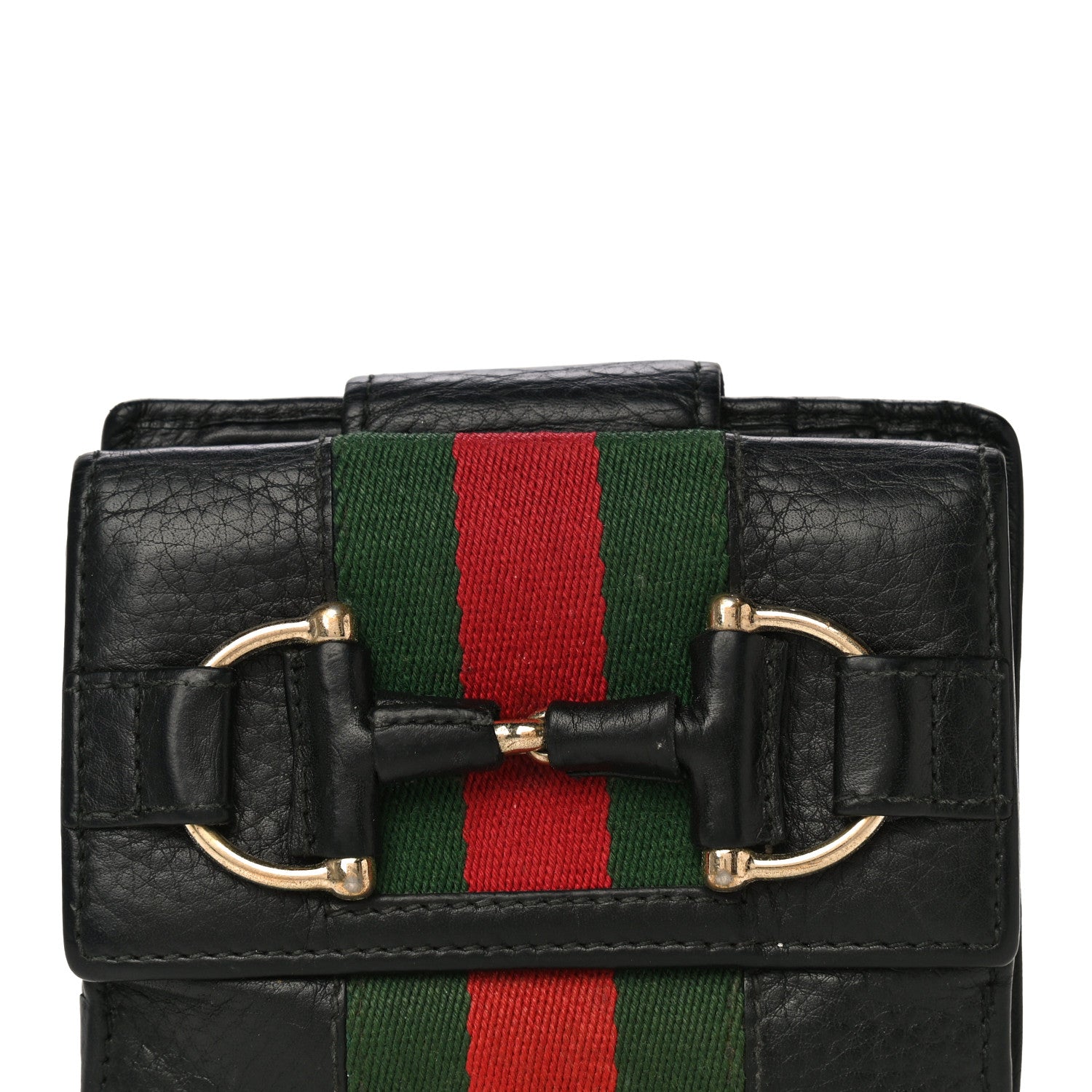 Gucci Calfskin Web Horsebit French Flap Wallet Black 7 of 21