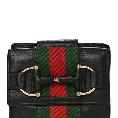 Gucci Calfskin Web Horsebit French Flap Wallet Black 7 of 21