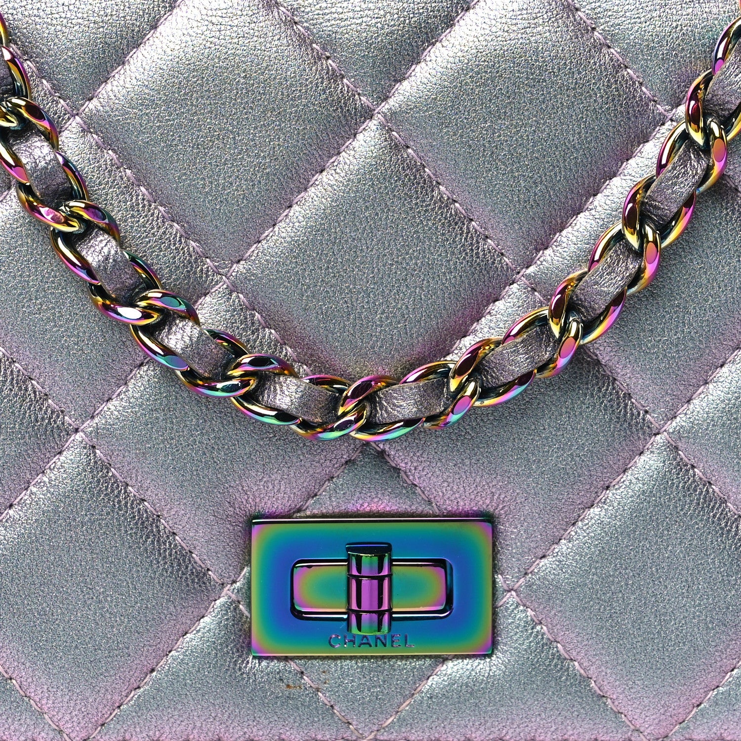 Chanel Iridescent Lambskin Quilted Reissue Wallet On Chain WOC Light Purple 9 of 11