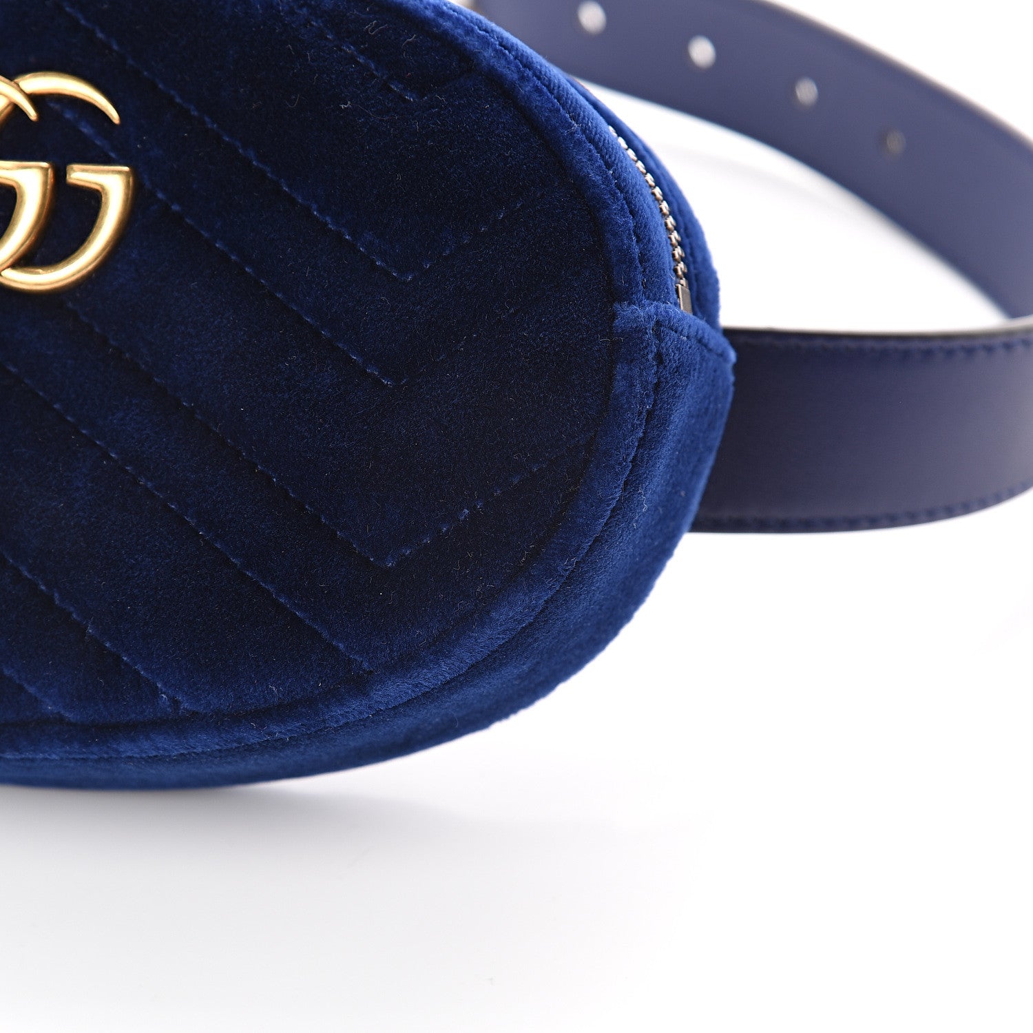 Gucci Velvet Matelasse GG Marmont Belt Bag 85 34 Cobalt Blue 8 of 8