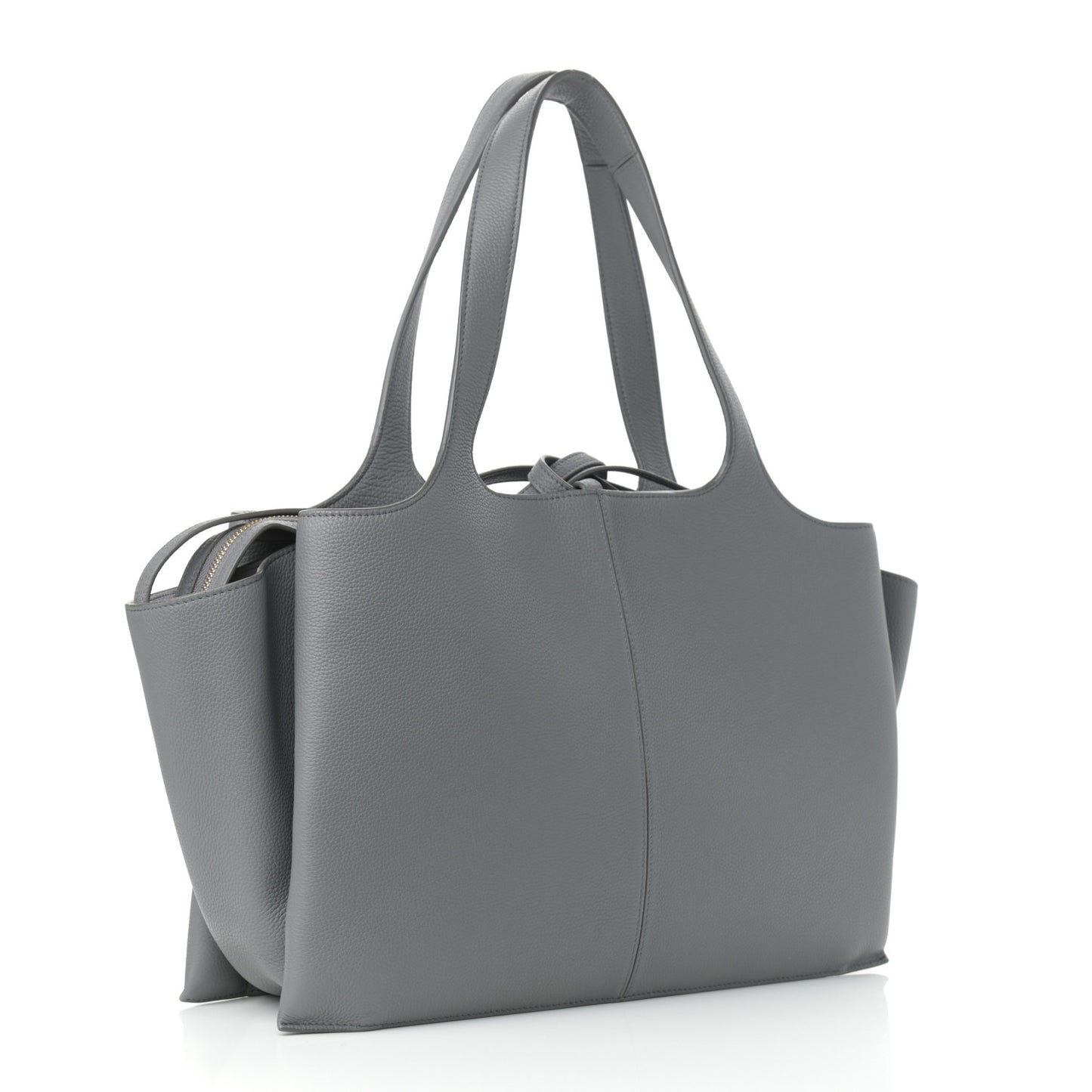 Baby Grained Calfskin Medium Tri-Fold Bag Grey