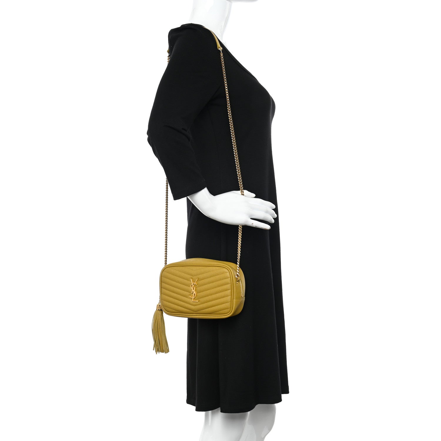 Saint Laurent Grain De Poudre Matelasse Monogram Mini Lou Camera Bag Light Chartreuse 2 of 10