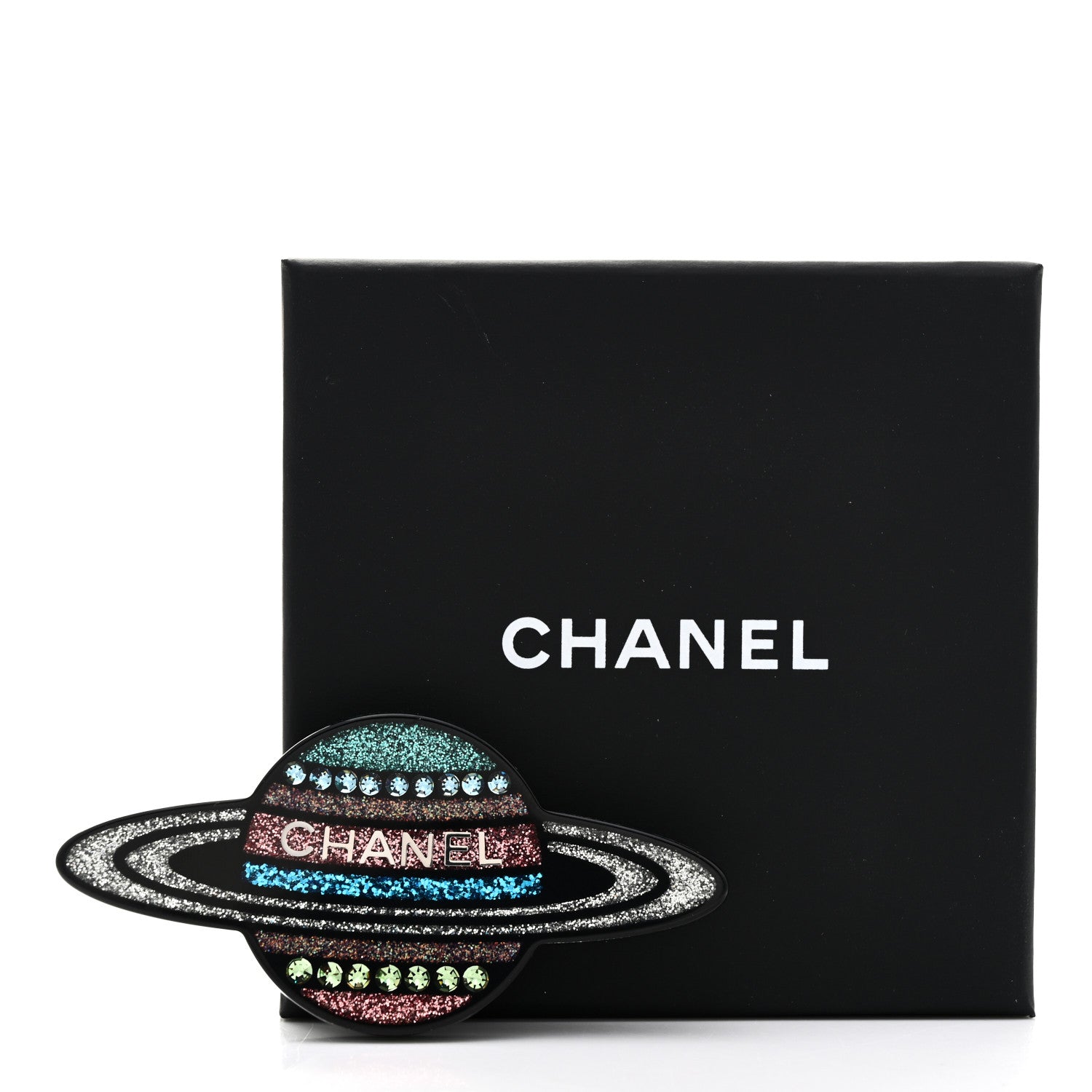 Chanel Glittered Resin Strass Planet Brooch Silver Blue Pink 5 of 5