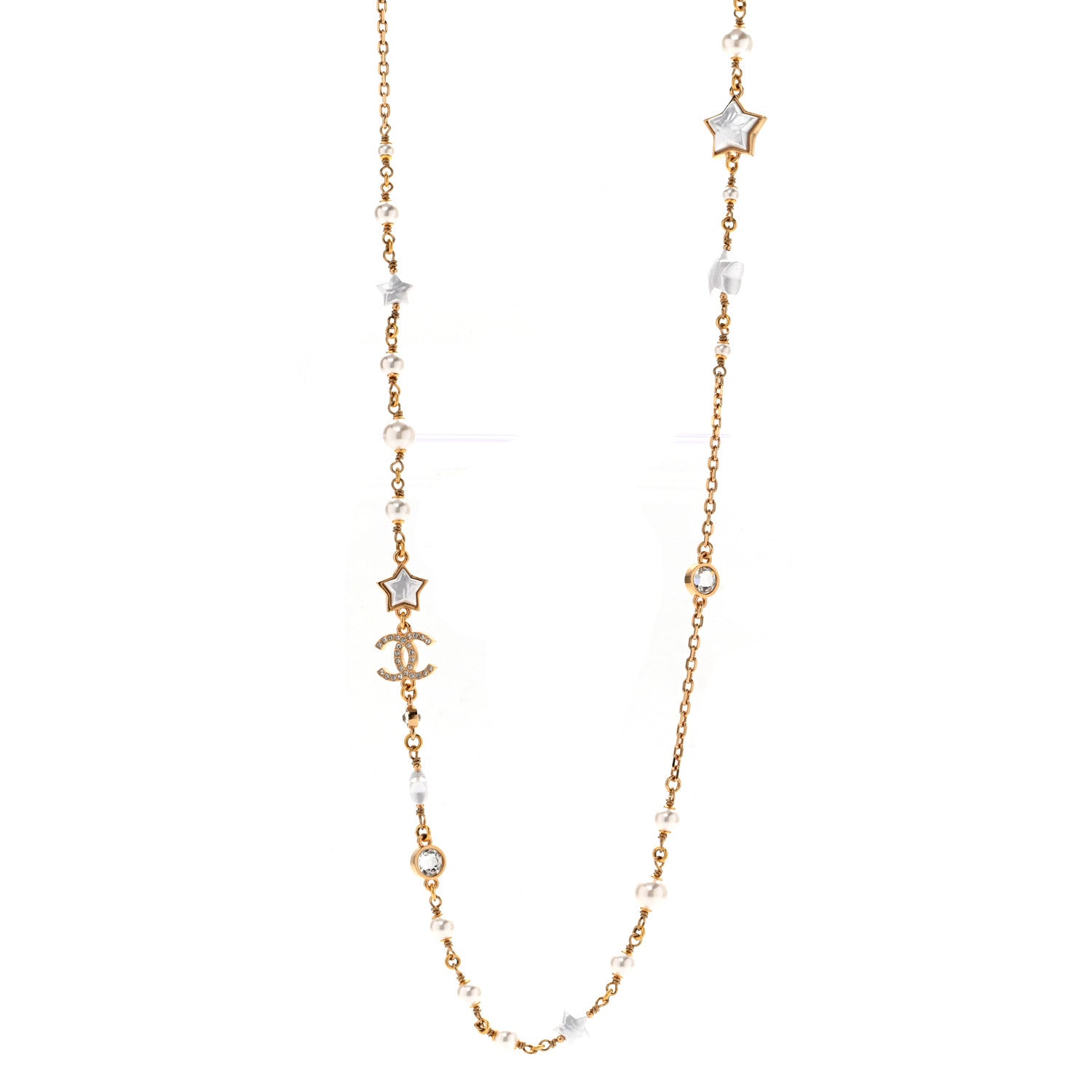 Chanel Pearl CC Star Long Necklace Gold 1 of 6