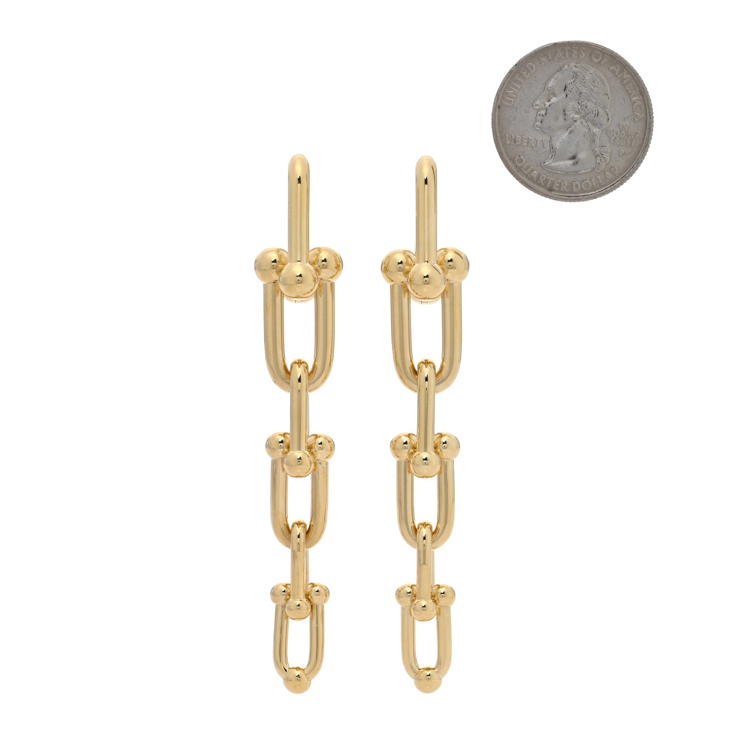 Tiffany 18K Yellow Gold HardWear Graduated Link Earrings 2 of 4