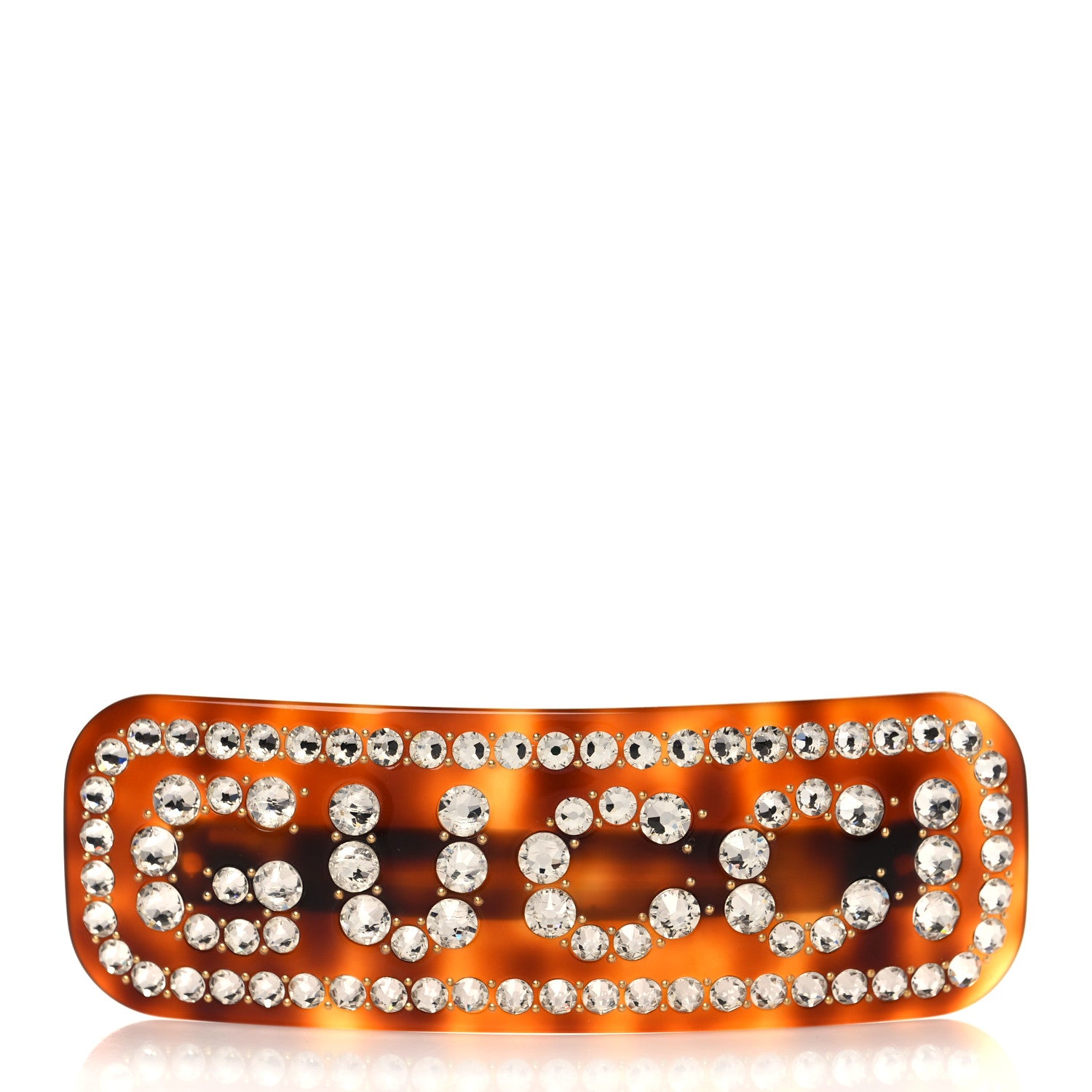 Gucci Resin Crystal Single Hair Barrette Brown 1 of 5