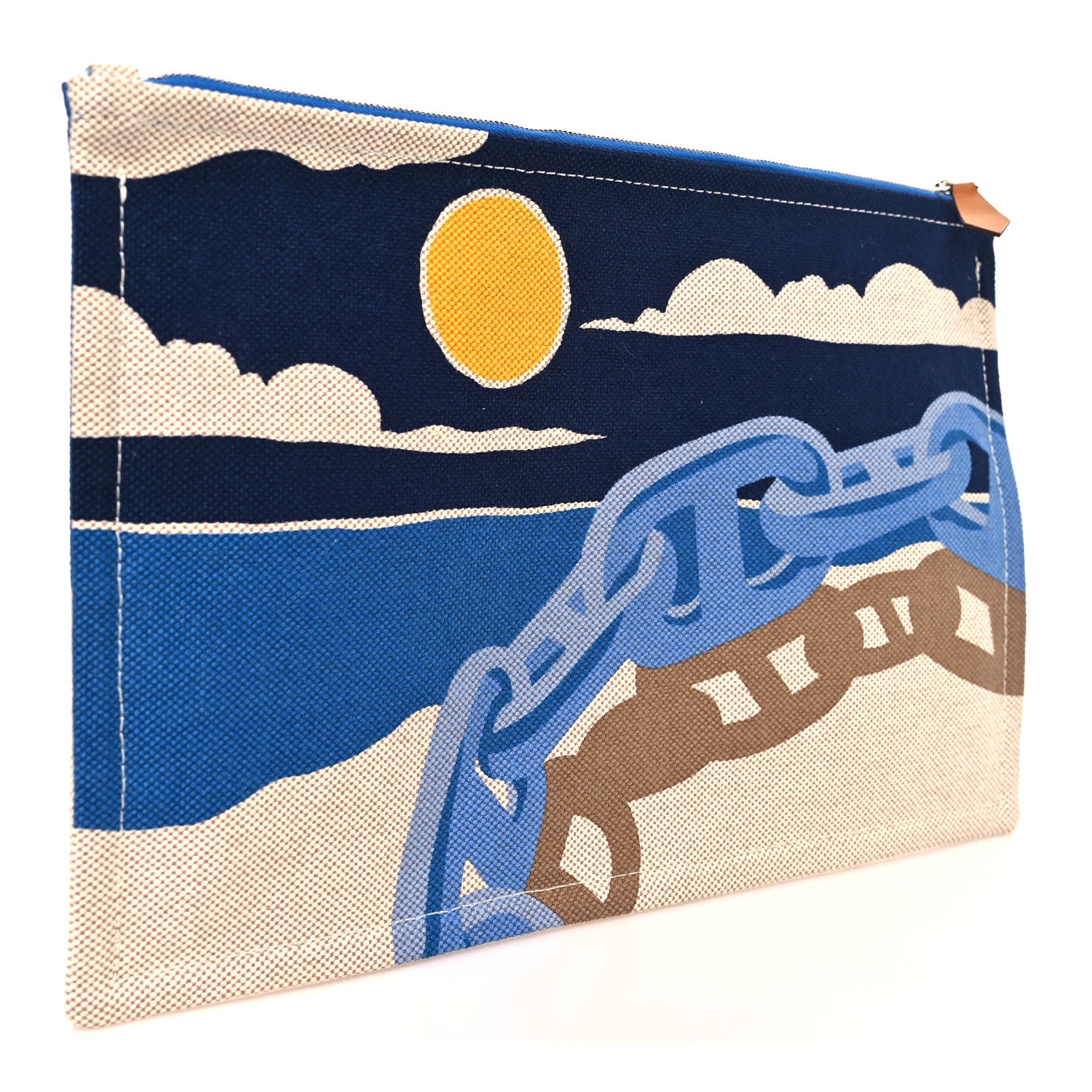 Hermes Cotton Canvas Escale A La Plage Flat Case Ciel Nuit 3 of 7