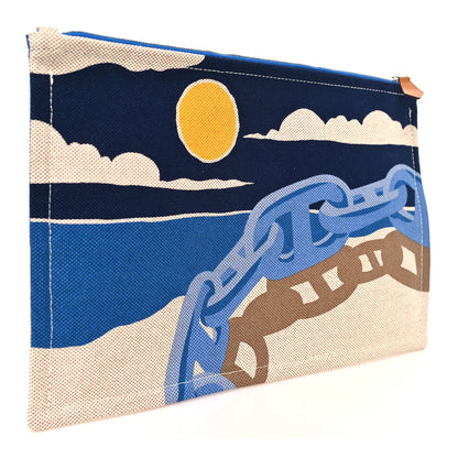 Hermes Cotton Canvas Escale A La Plage Flat Case Ciel Nuit 3 of 7