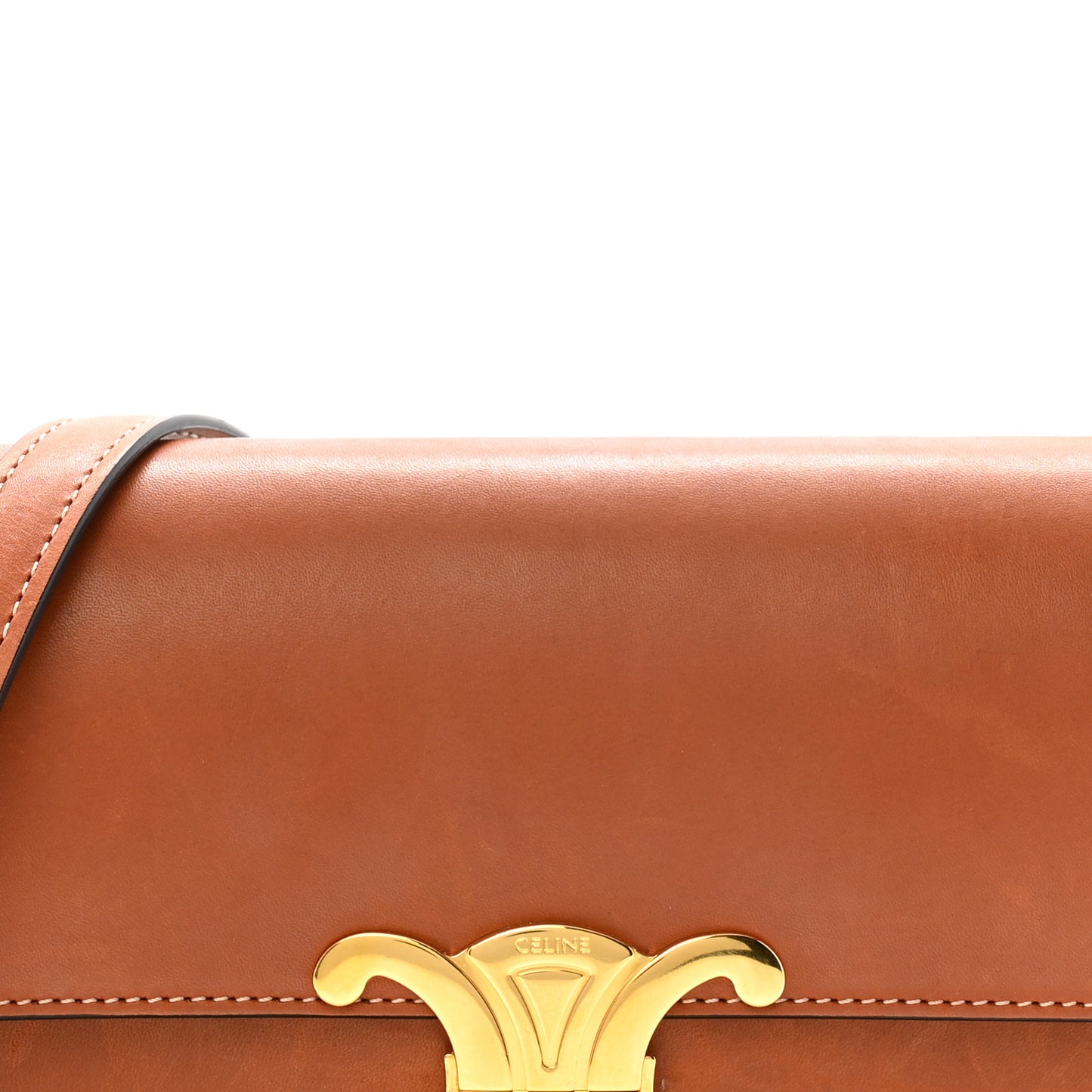 Natural Calfskin Triomphe Shoulder Bag Tan
