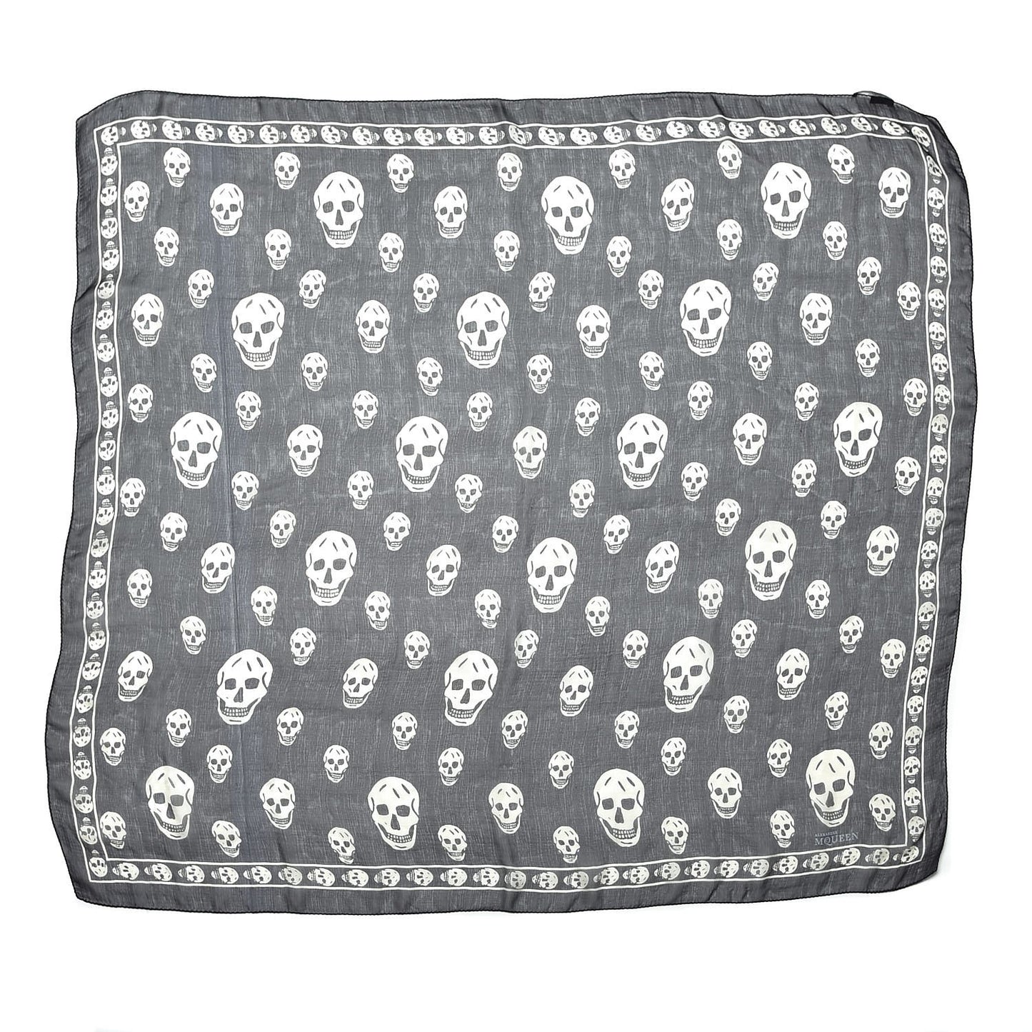 Silk Chiffon Skull Scarf Black Ivory