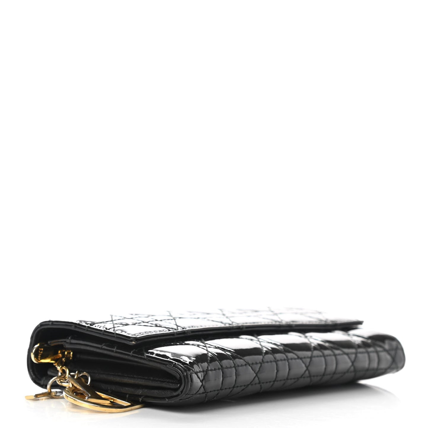 Patent Cannage Lady Dior Rendezvous Wallet On Chain Black