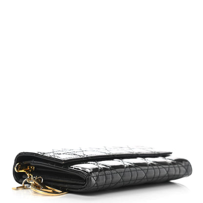 Christian Dior Patent Cannage Lady Dior Rendezvous Wallet On Chain Black 4 of 8