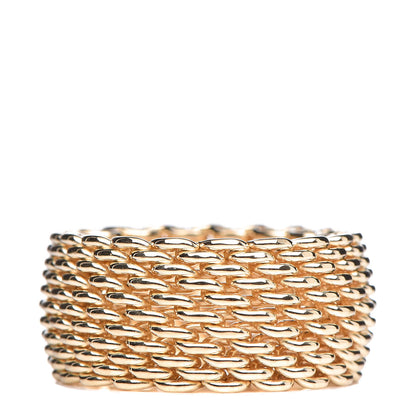 Tiffany 18K Yellow Gold Wide Mesh Somerset Ring 53 6.5 1 of 5