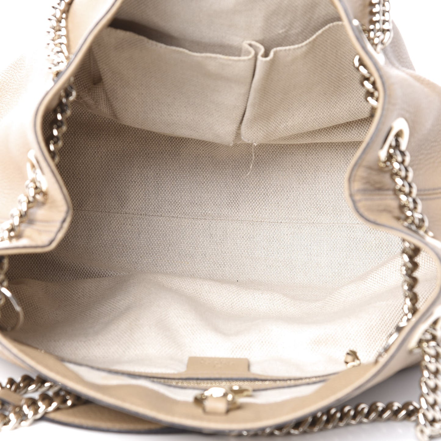 Pebbled Calfskin Medium Soho Chain Shoulder Bag Beige