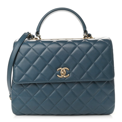 Chanel Lambskin Quilted Large Trendy CC Flap Dual Handle Bag Navy Blue 1 of 8