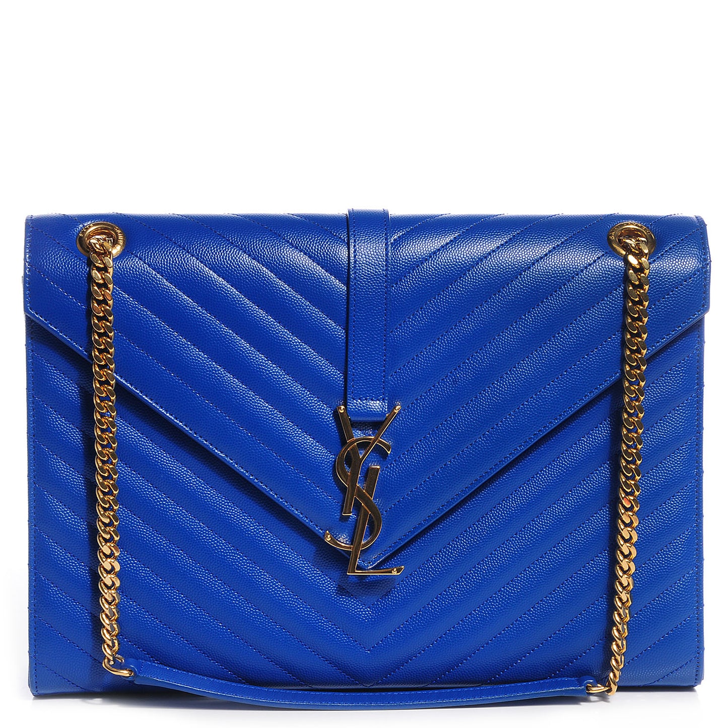 Grain De Poudre Matelasse Chevron Large Monogram Satchel Royal Blue
