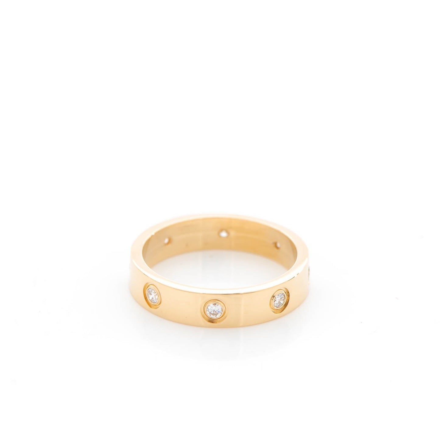 18K Yellow Gold 8 Diamond 4mm LOVE Wedding Band Ring 51 5.75