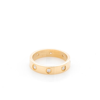 Cartier 18K Yellow Gold 8 Diamond 4mm LOVE Wedding Band Ring 51 5.75 3 of 5