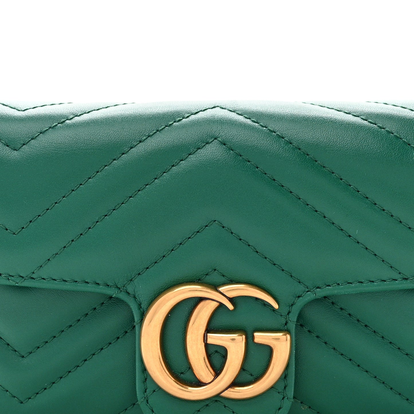 Calfskin Matelasse Super Mini GG Marmont Shoulder Bag Emerald Green