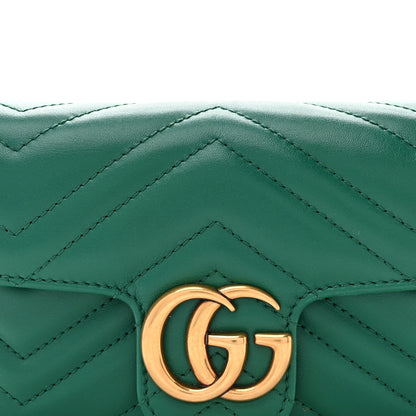 Gucci Calfskin Matelasse Super Mini GG Marmont Shoulder Bag Emerald Green 8 of 11
