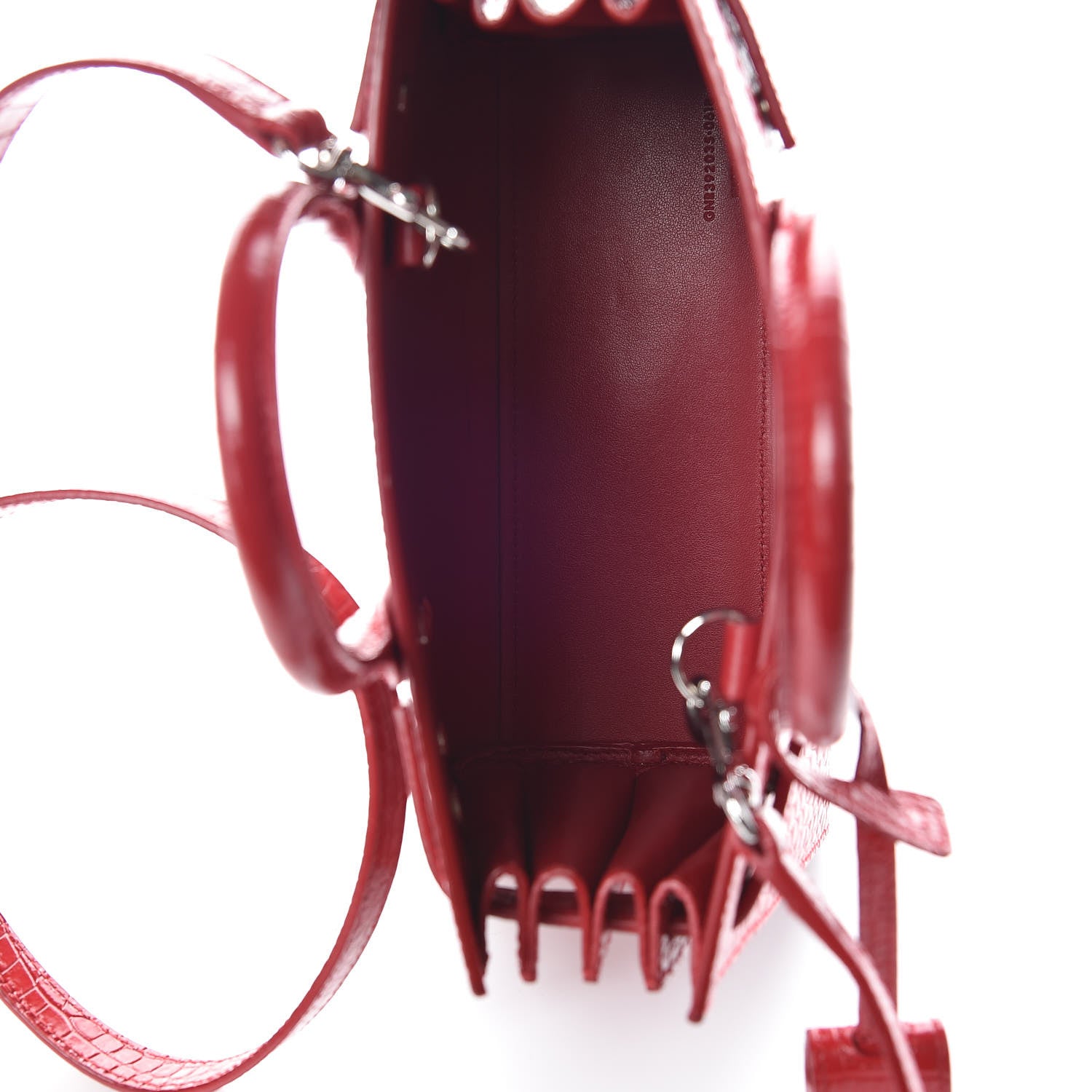 Saint Laurent Calfskin Crocodile Embossed Nano Sac De Jour Dark Red 7 of 10