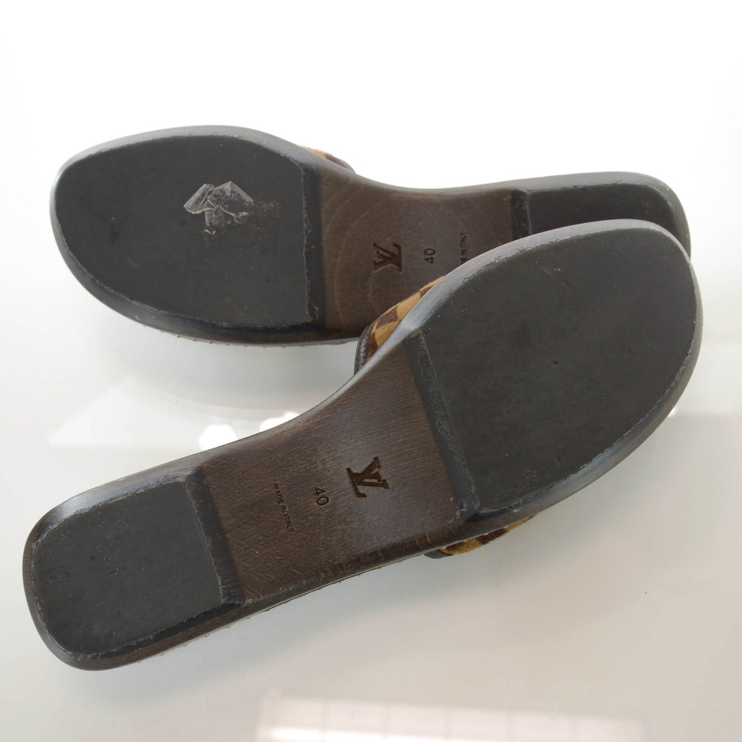 Pony Hair Damier Slides 40