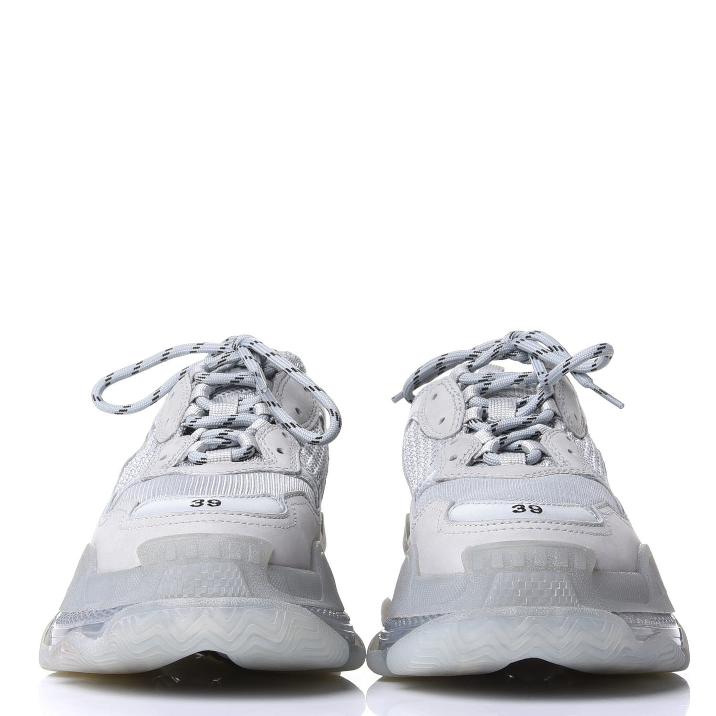 Fabric Mesh Clear Sole Womens Triple S Sneakers 39 Pearl Grey
