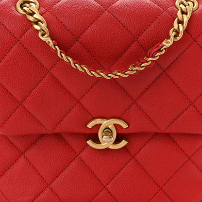 Chanel Shiny Caviar Quilted Chain Melody Backpack Red 8 of 10