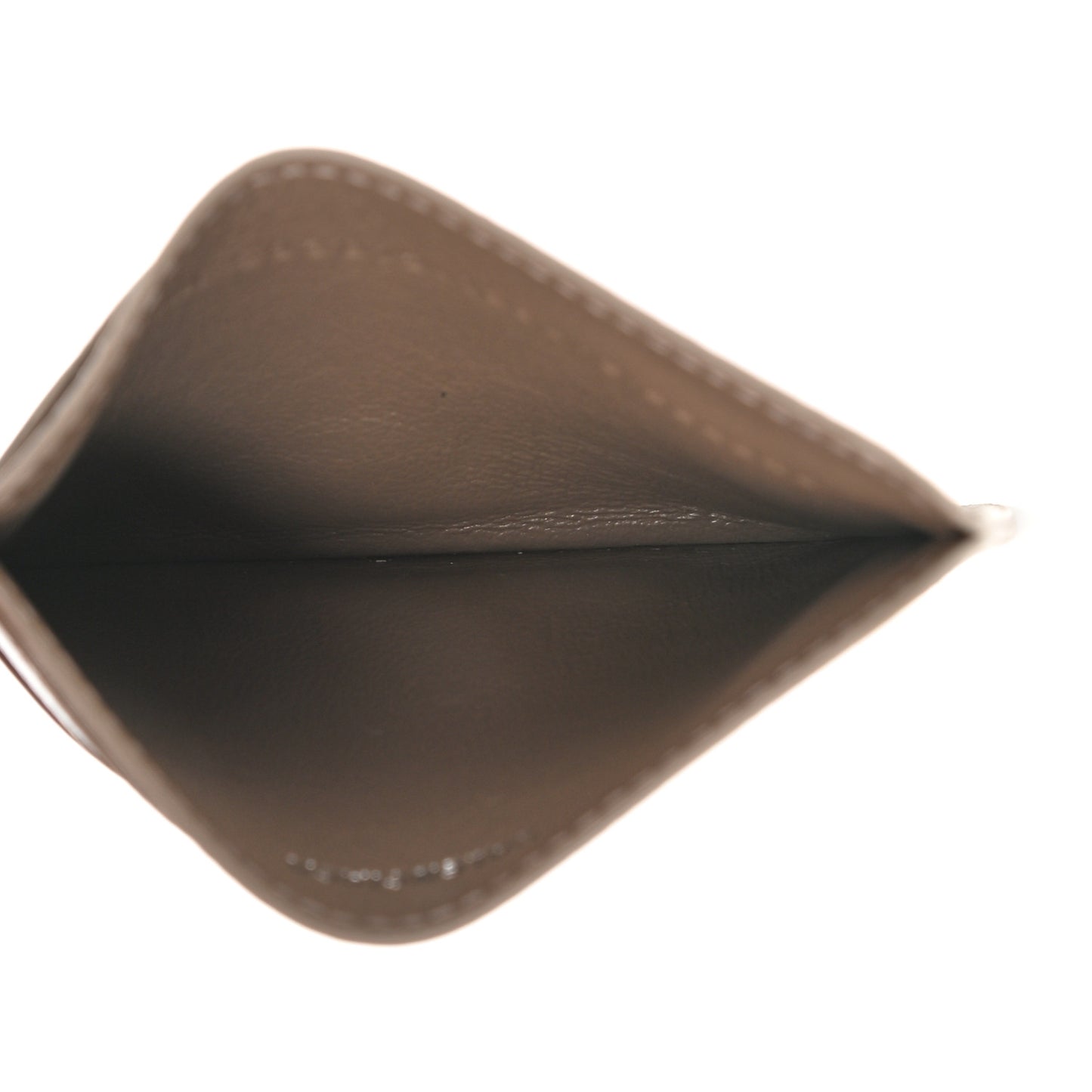 Grained Calfskin Logo Cash Rounded Card Holder Mink Grey White