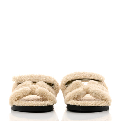 Hermes Woolskin Womens Chypre Sandals 39 Ecru 2 of 9