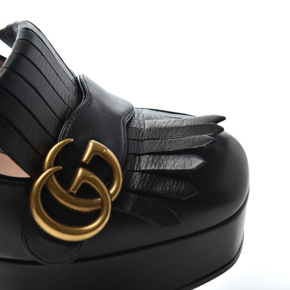 Gucci Malaga Kid GG Marmont Fringe Platform High Heel Loafer Pumps 37.5 Black 16 of 17