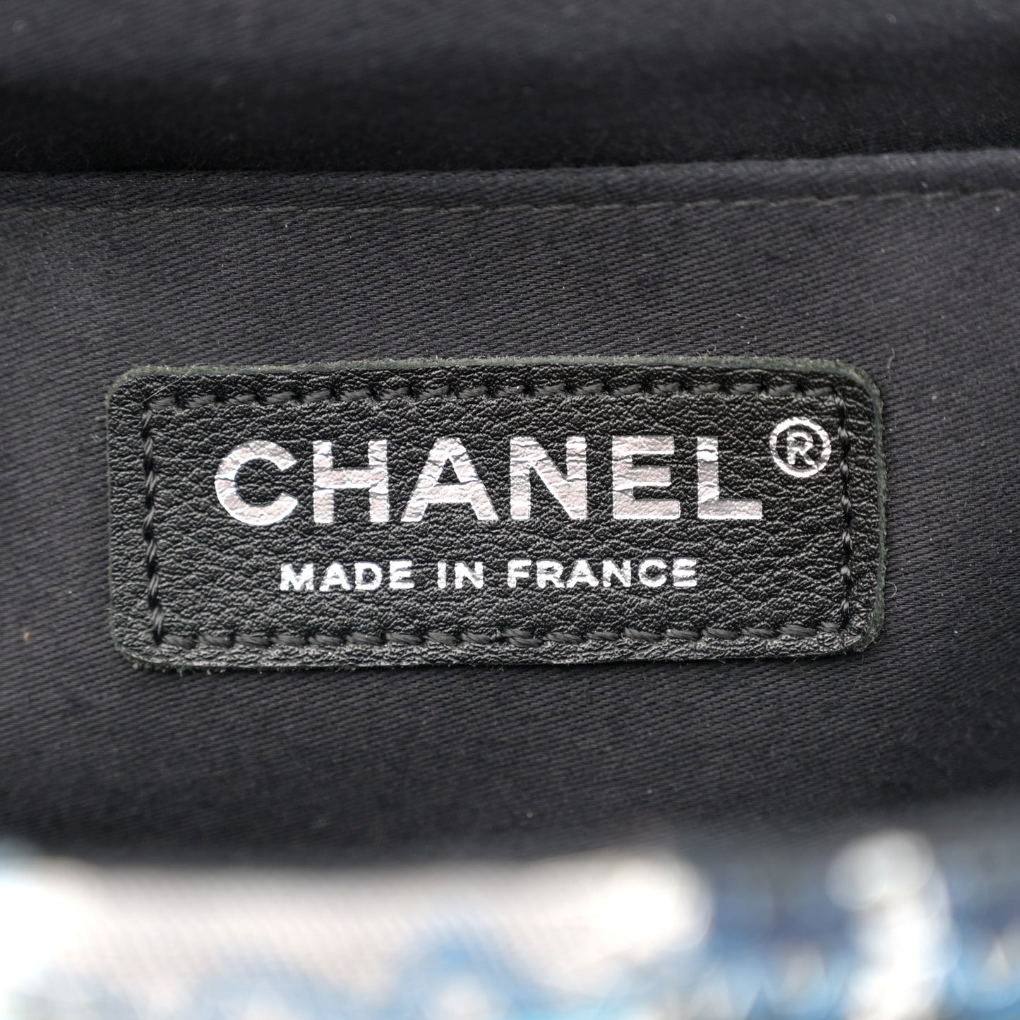 Denim Tweed Patchwork Jumbo Single Flap Blue