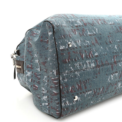 Lanvin X FUTURE Denim Calfskin Logo Print Travel Bag Blue Brown 7 of 8
