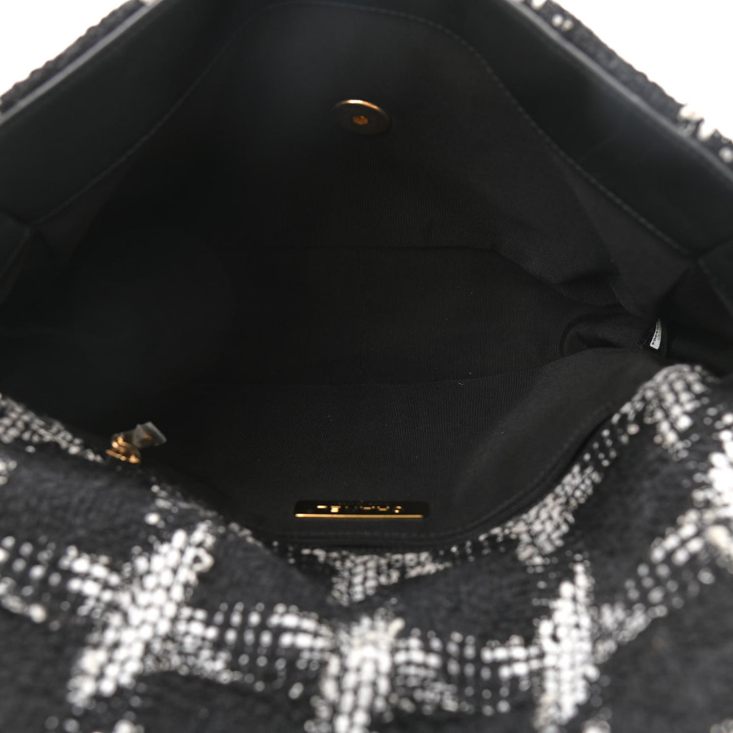 Tweed Quilted Large Chanel 19 Flap Black White
