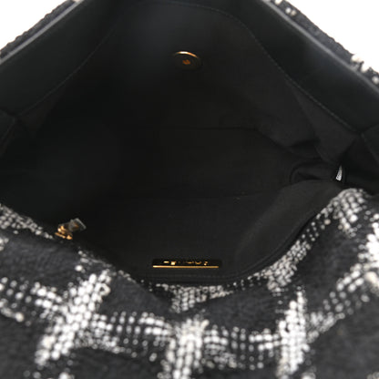 Chanel Tweed Quilted Large Chanel 19 Flap Black White 5 of 10